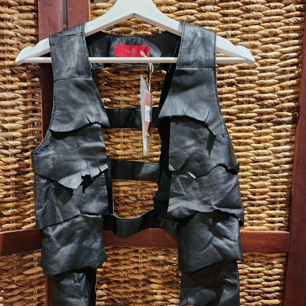 NWOT Tigerlily Black Leather Unique Cut Out Vest Sz M